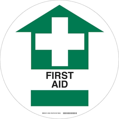 Brady First Aid, 17 in x 17 in, Circle, Vinyl, 29294 29294